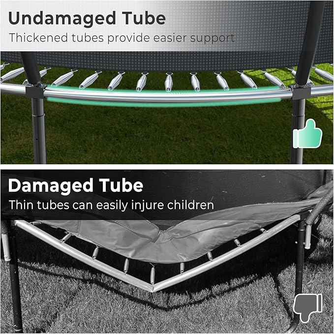 12 14 15 16FT Trampoline Outdoor with Basketball Hoop, Trampoline with Lights for Kids and Adults