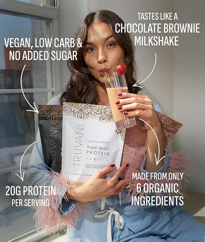 Truvani Vegan Pea Protein Powder | Chocolate | 20g Organic Plant Based Protein | 20 Servings | Keto