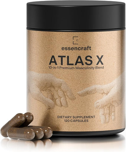 ATLAS X 10-in-1 Masculinity Maximiser Supplement for Men - Energy, Strength & Vitality Capsules