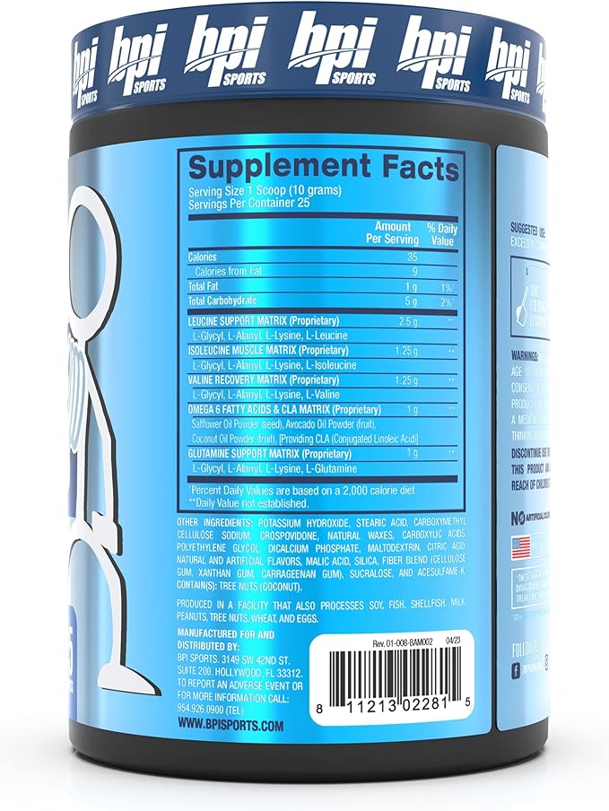 BPI Sports Best Aminos - BCAA Powder Post Workout & Glutamine Recovery Drink with Branched Chain