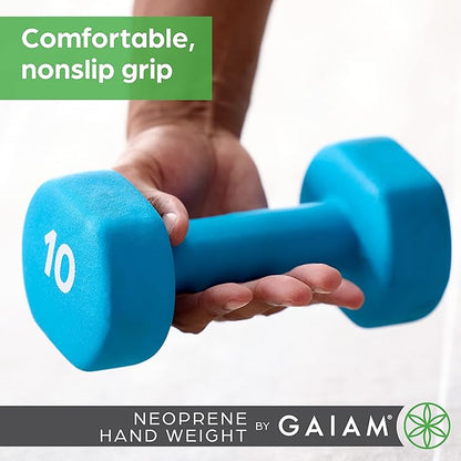 Gaiam Dumbbell Hand Weight (Sold in Singles) - Neoprene Coated Exercise & Fitness Dumbbell for Home