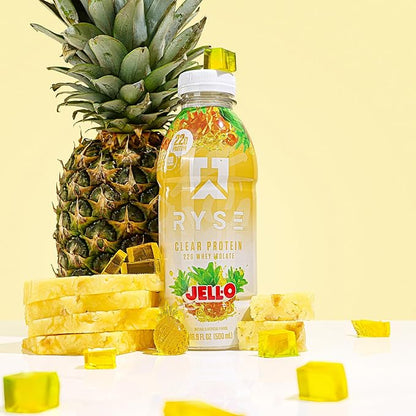RYSE Clear Protein Shake - Jell-O Island Pineapple - 100 Calories, 22g Whey Isolate Protein