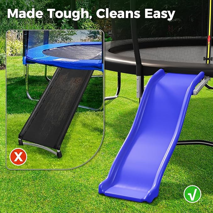 Plastic Trampoline Slide for 8-16FT, Heavy Duty Outdoor Slide for Trampoline, Safe Trampoline