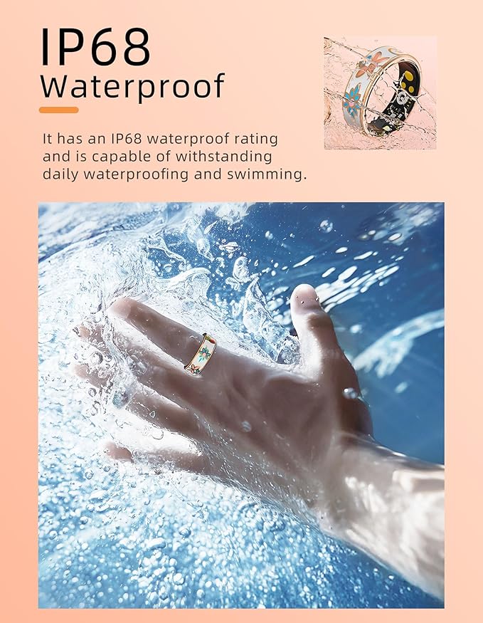 Ladies Smart Ring for Women Health Ring Blood Pressure Heart Rate Monitor Sleep Tracker Fitness