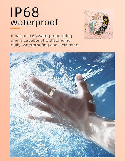 Ladies Smart Ring for Women Health Ring Blood Pressure Heart Rate Monitor Sleep Tracker Fitness