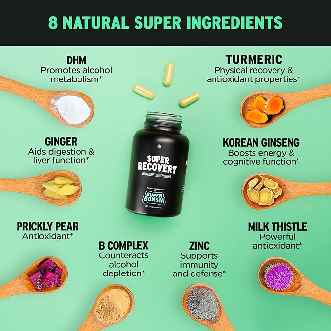 SuperBonsai Super Recovery Capsules for Post Celebration and Morning Relief - All Natural Holistic