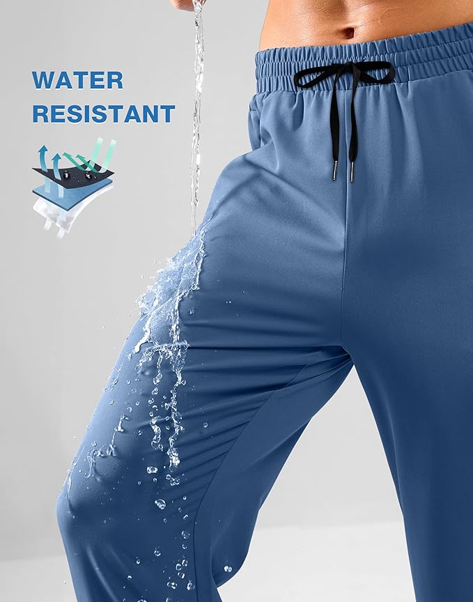 Pudolla Men's Lightweight Hiking Pants Quick-Dry Outdoor Sweatpants with Zipper Pockets for Casual