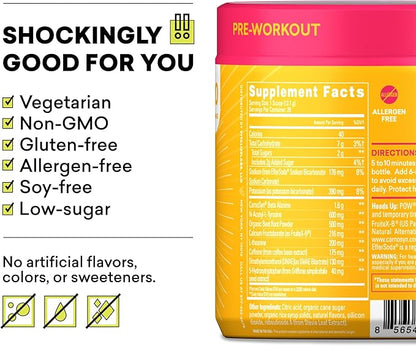 EBOOST POW Natural Pre Workout Powder ??20 Servings - Tropical Punch - A Pre Workout Supplement for