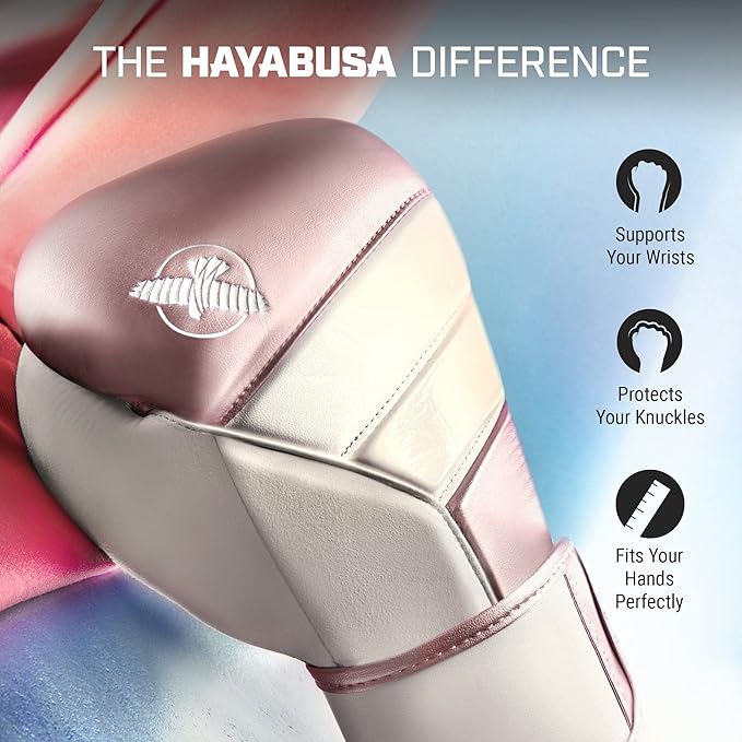 Hayabusa T3 Boxing Gloves for Men and Women Wrist and Knuckle Protection, Dual-X Hook and Loop