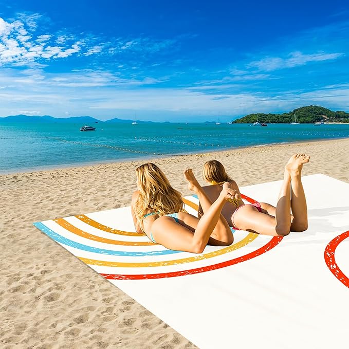 110''×118'' Beach Blanket, Waterproof Sandproof Beach Mat Lightweight Outdoor Picnic Blanket for