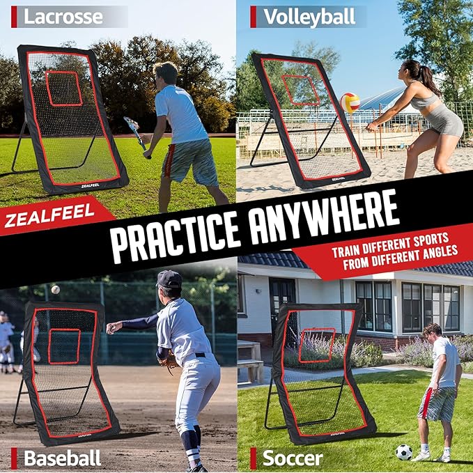 Lacrosse Rebounder, 4x7FT/4x6FT Lacrosse Rebound for Backyard with 5 Rebound Angles, Target Strip