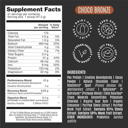 Falcon Performance Vegan Protein Powder, 31g Protein, 5g Creatine, 5g BCAA, Probiotics