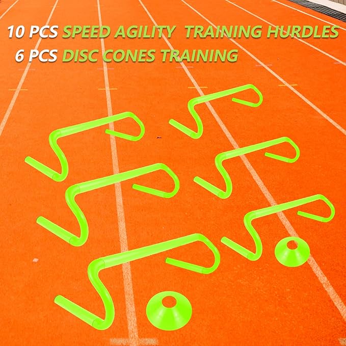 10 Pcs 6" Speed Agility Training Hurdles with 6 Marker Cone Durable Detachable Training Equipments