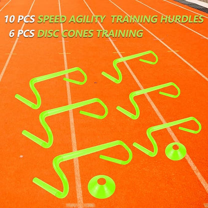 10 Pcs 6" Speed Agility Training Hurdles with 6 Marker Cone Durable Detachable Training Equipments
