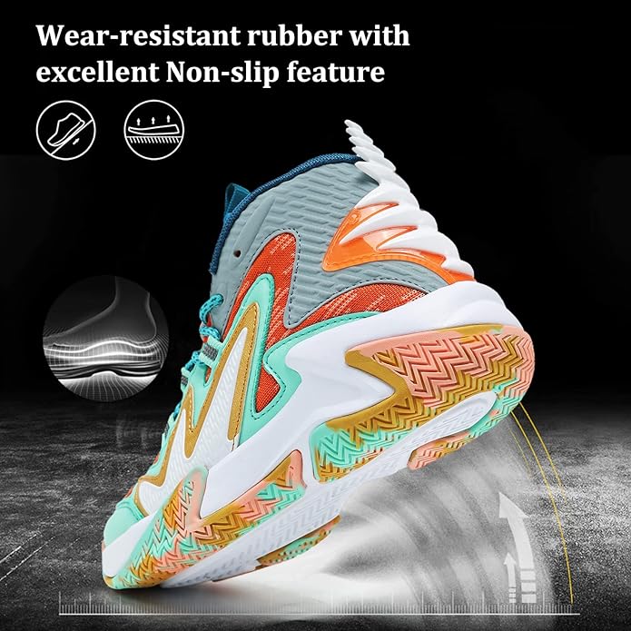 VITUOFLY Kids Basketball Shoes Boys Air Cushion Sneakers Girls Mid Top School Hoops Shoes Non-Slip