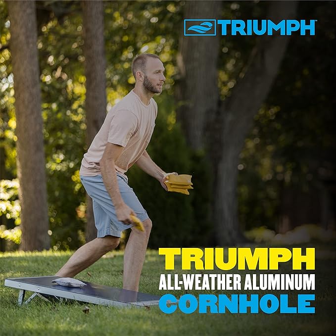 TRIUMPH SPORTS USA All-Weather Aluminum 2x3 Cornhole Set - Includes 2 Boards, 8 Cornhole Bags, and