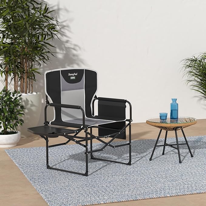SUNNYFEEL Oversized Camping Directors Chair 2 Pack, Portable Folding Lawn Chairs for Adults Heavy