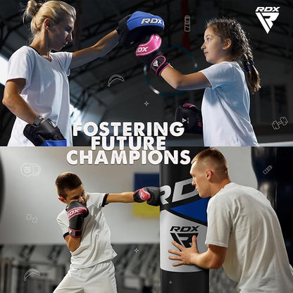 RDX Kids Boxing Gloves, 6oz 4oz Junior Training Mitts, Maya Hide Leather Ventilated Palm, Muay Thai