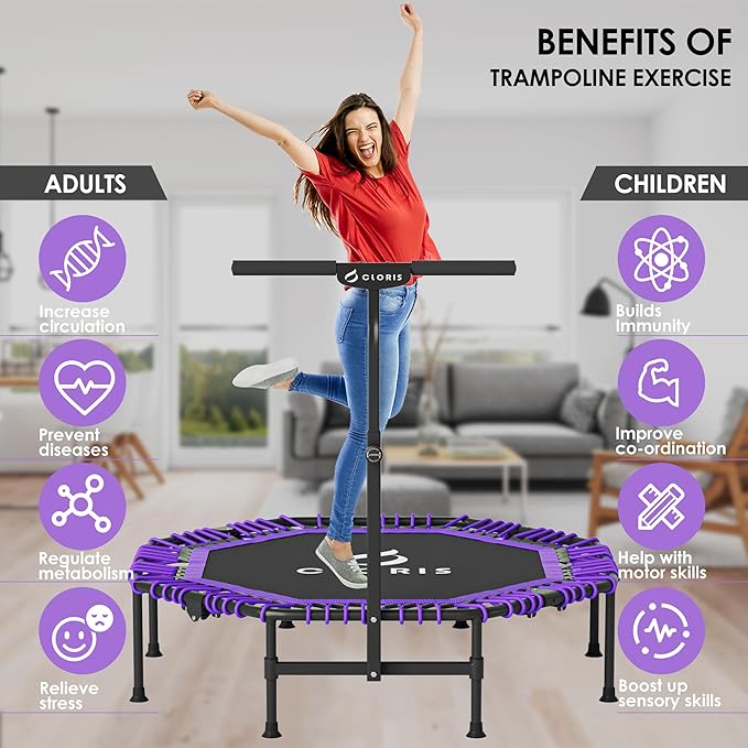 CLORIS 38in/48in Folding Trampoline - Max Load 220lbs / 450lbs Trampoline Rebounder Trampoline for