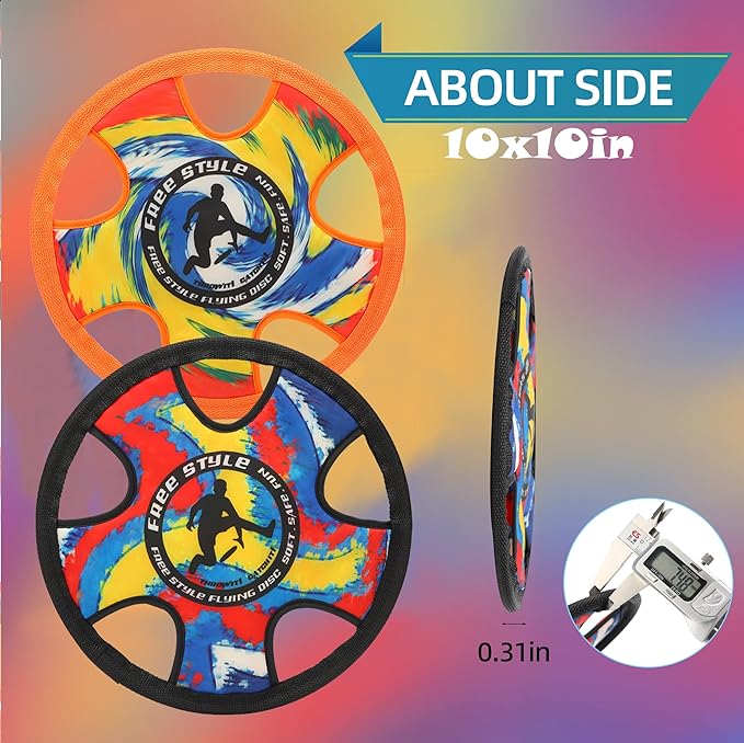 Outdoor Two Soft Frisbee Throwing Disc, Flying Disc, Flying Saucer for Man and Woman in Yard