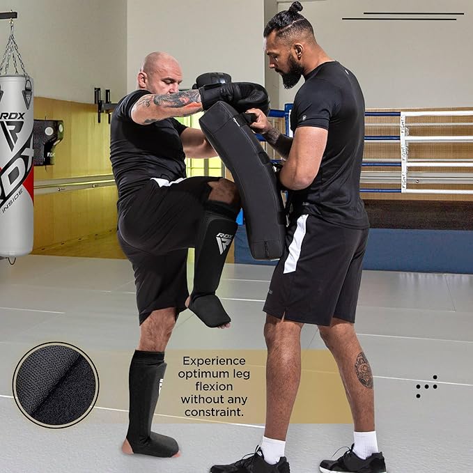 RDX Shin Guards Kickboxing Muay Thai, SATRA Approved, MMA Leg Instep Protection Pads, Sparring