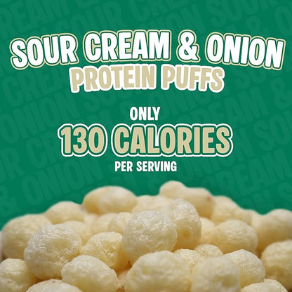 Twin Peaks Protein Puffs - (Sour Cream & Onion), Keto Friendly, Low Carb Snack (300g, 21g Protein