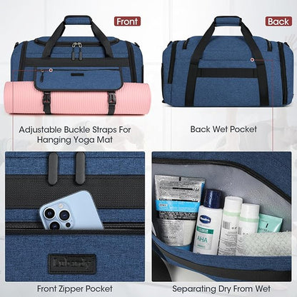 IGOLUMON Gym Bag for Men 55L Sports Duffel Bags Gym Duffle Bag Women with Shoe Compartment & Wet