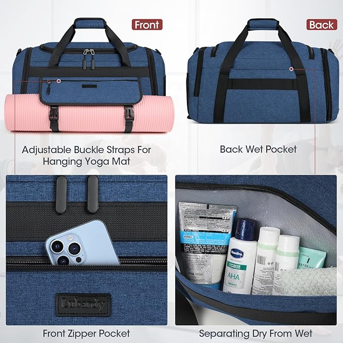 IGOLUMON Gym Bag for Men 40L Sports Duffel Bags Gym Duffle Bag Women with Shoe Compartment & Wet