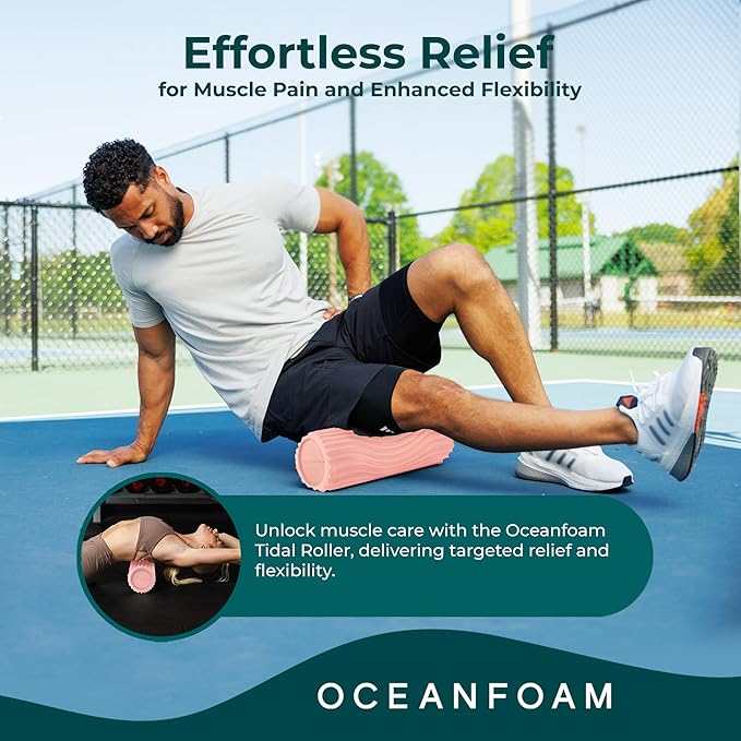 Oceanfoam Tidal Roller - Blush - Muscle Massage Foam Roller for Back Pain & Stretching - Firm and