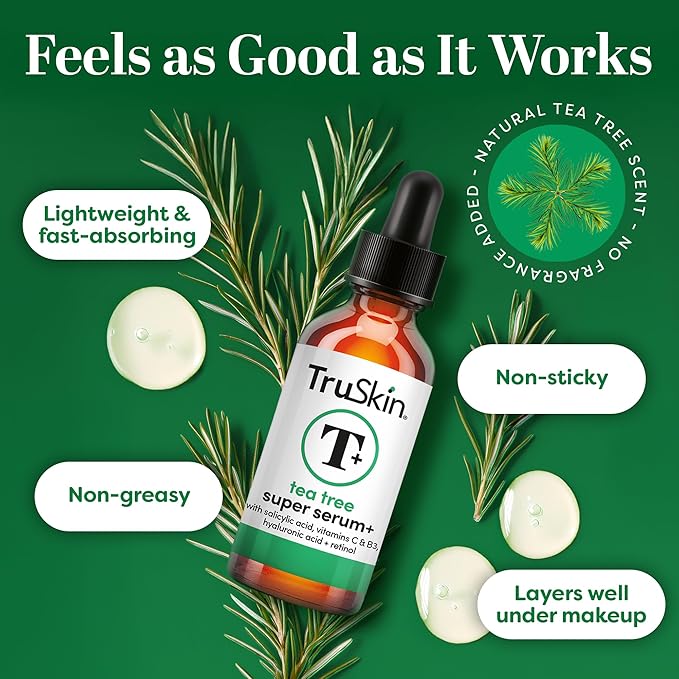 TruSkin Tea Tree Oil Acne Treatment for Face – Acne Serum – Improve the Appearance of Pores, Skin