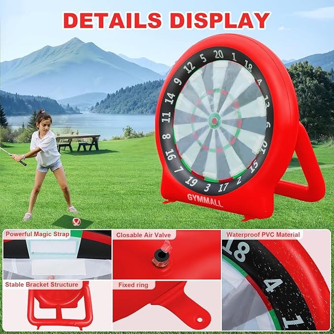 Giant Dart Board Inflatable with Pump, Outdoor and Indoor Soccer Sport Kick Dartboard for Kids and