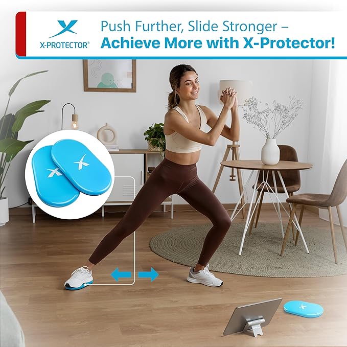 X-Protector Sliders for Working Out - 2 PCS - Double-Sided Exercise Sliders for Hard & Carpeted
