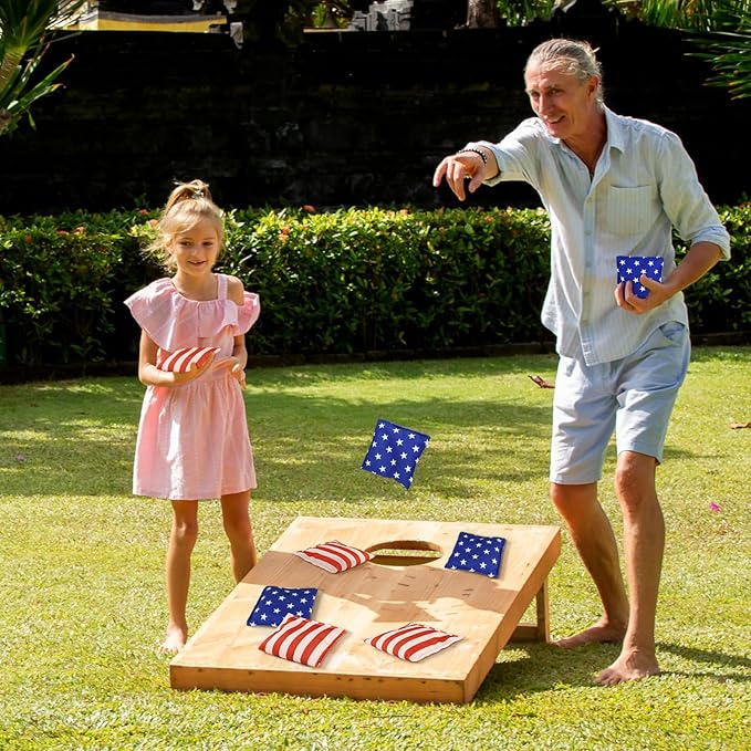 Set of 8 Regulation Cornhole Bags Double Sided, Weather Resistant Bean Bags for Cornhole Toss Game