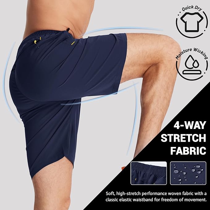 TACVASEN Men's Running Athletic Shorts 9" Quick Dry Workout Gym Shorts Lightweight Summer Shorts 3
