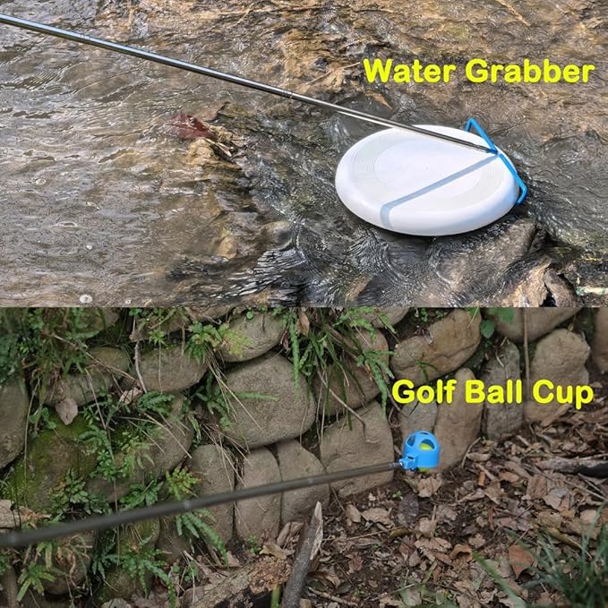 MD 5 in 1 Extendable Disc Golf Retriever. (16FT) Telescopic Disc Golf Retriever Durable Stainless