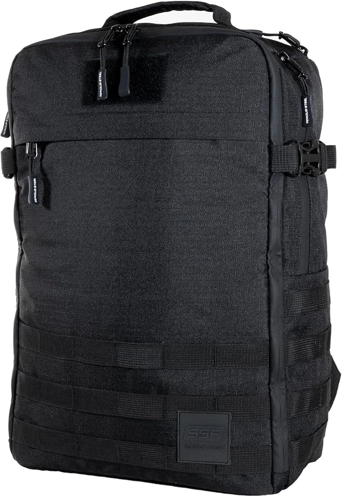 SERIOUS STEEL FITNESS Gym Bag, Rip-Resistant Fabric, Heavy Duty (Black, Backpack (Pro-Mini (26L)