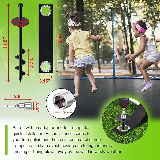 Eurmax USA Ground Anchors Screw in Trampoline Anchors High Wind Tent Stakes Heavy Duty Ground