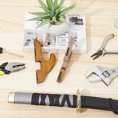 Chunful 2 Pcs Sword Wall Mount Sword Holder Katana Stand 1 Tier Katana Wall Mount Adjustable Hanger