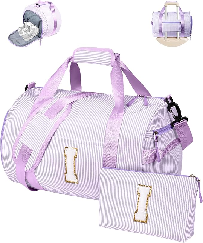 Daughter Gift from Mom, Girl Gym Bag, Kids Initial Overnight Duffel Bags with Shoe Compartment