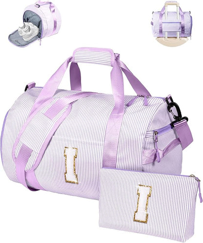 Daughter Gift from Mom, Girl Gym Bag, Kids Initial Overnight Duffel Bags with Shoe Compartment