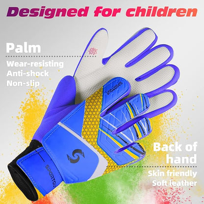 Sportout Kids Goalkeeper Gloves, Soccer Gloves with Double Wrist Protection and Non-Slip Wear