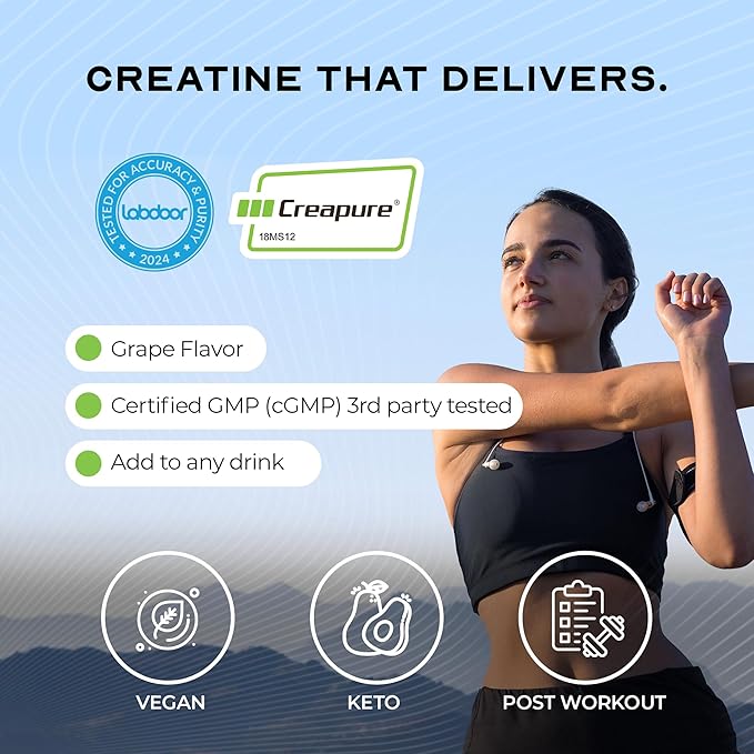 Muscle Feast Creapure Creatine Monohydrate Powder, Vegan Keto Friendly Gluten-Free Easy to Mix