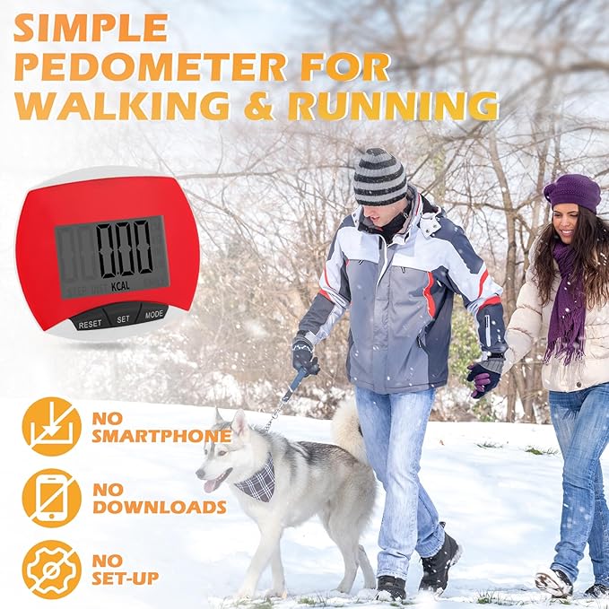 9 Pcs Simple Pedometers Bulk for Walking Steps and Miles Walking Step Counters with Calories Burned