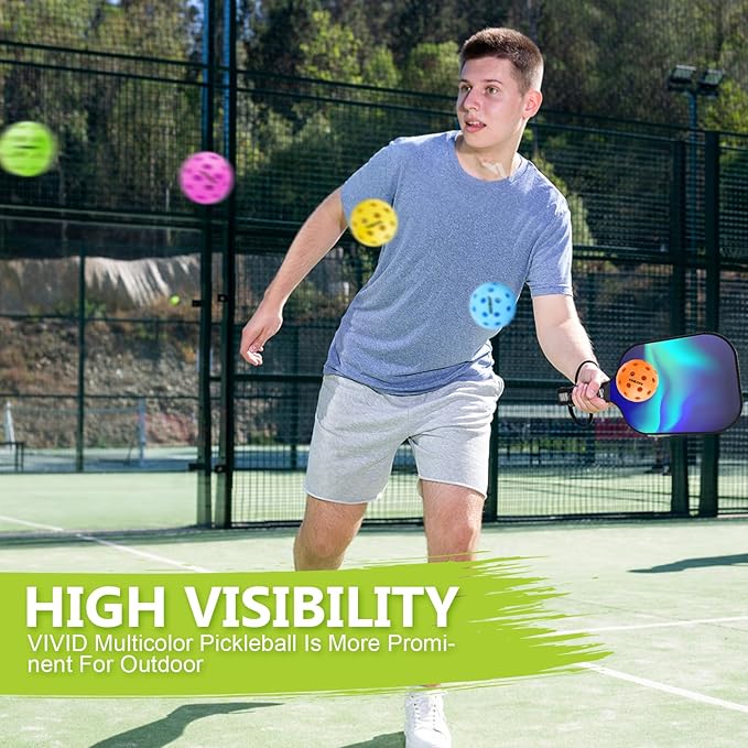 Navona 12 Pack Premium 40-Holes Colorful Outdoor Pickleball Balls, Meet USAPA Official Requirement