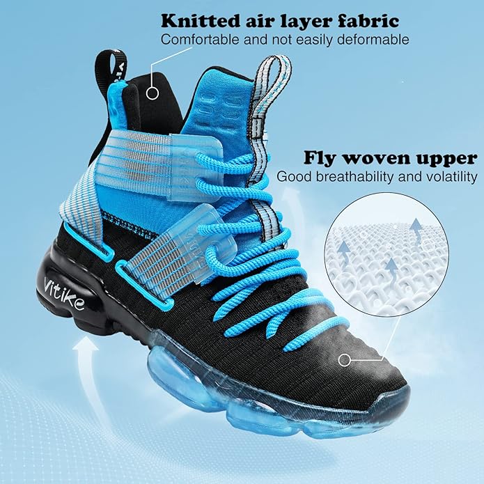 JMFCHI Kids Basketball Shoes High-top Sports Shoes Sneakers Durable Lace-up Non-Slip Running Shoes