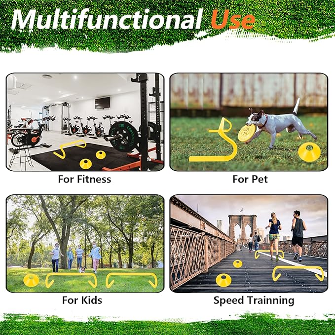 10 Pcs 6" Speed Agility Training Hurdles with 6 Marker Cone Durable Detachable Training Equipments