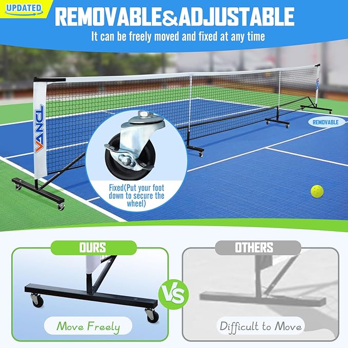 Pro Pickleball Net Portable with Wheels – 22ft Heavy Duty Pickleball Net System with Sturdy