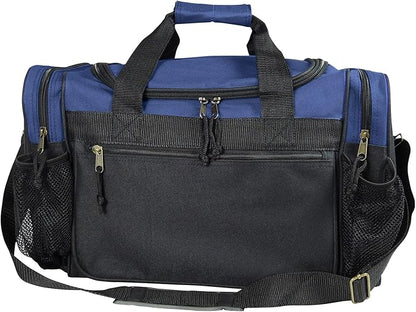 DALIX 17" Duffle Bag Dual Front Mesh Pockets (Black Gold Gray Dark Green Navy Blue Maroon Royal