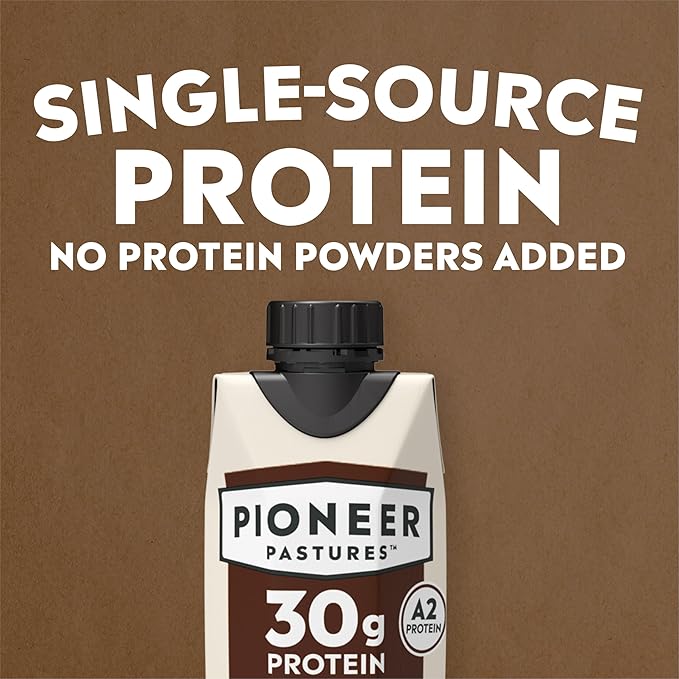Pioneer Pastures - High Protein A2 Milkshakes - Chocolate - A2 Nutritional Milk, 30g Protein, 2g