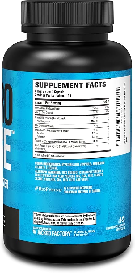 Jacked Factory Androsurge Estrogen Blocker for Men - Natural Testosterone Booster for Men &